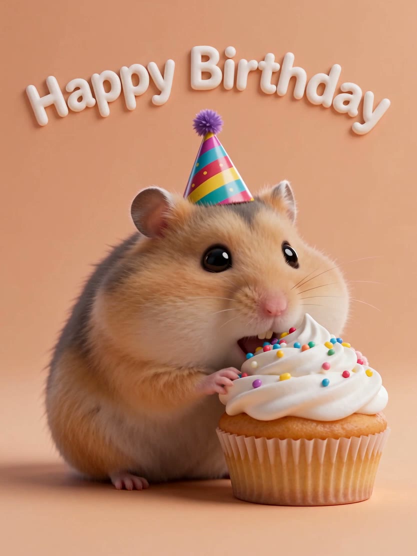 Cake-stuffed hamster