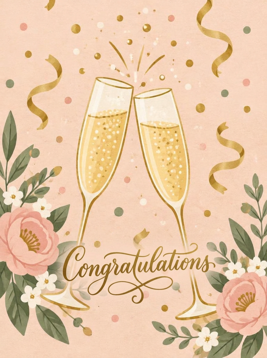 Champagne toast wedding greeting card